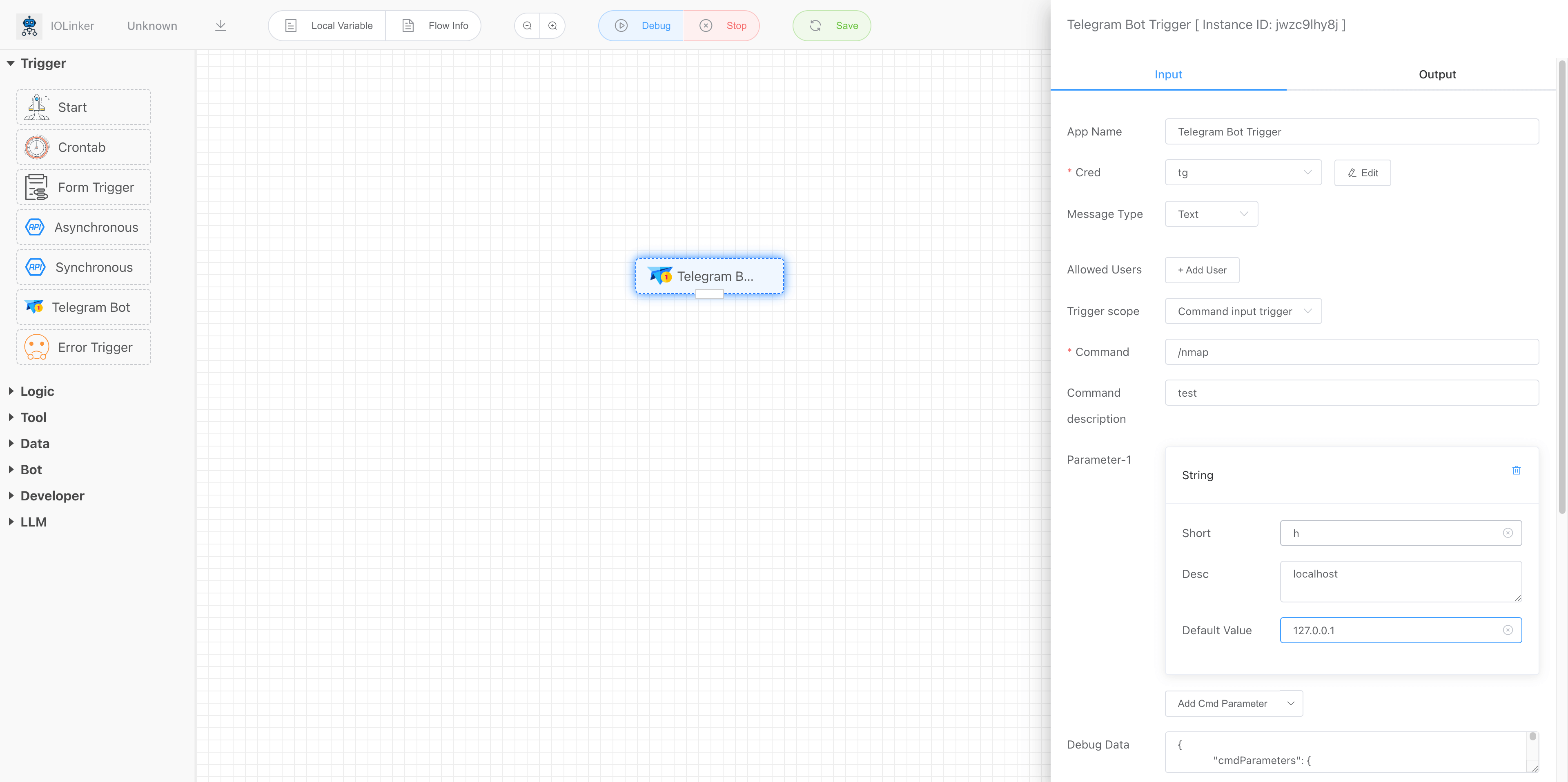 Configure Telegram Bot Trigger Settings Page