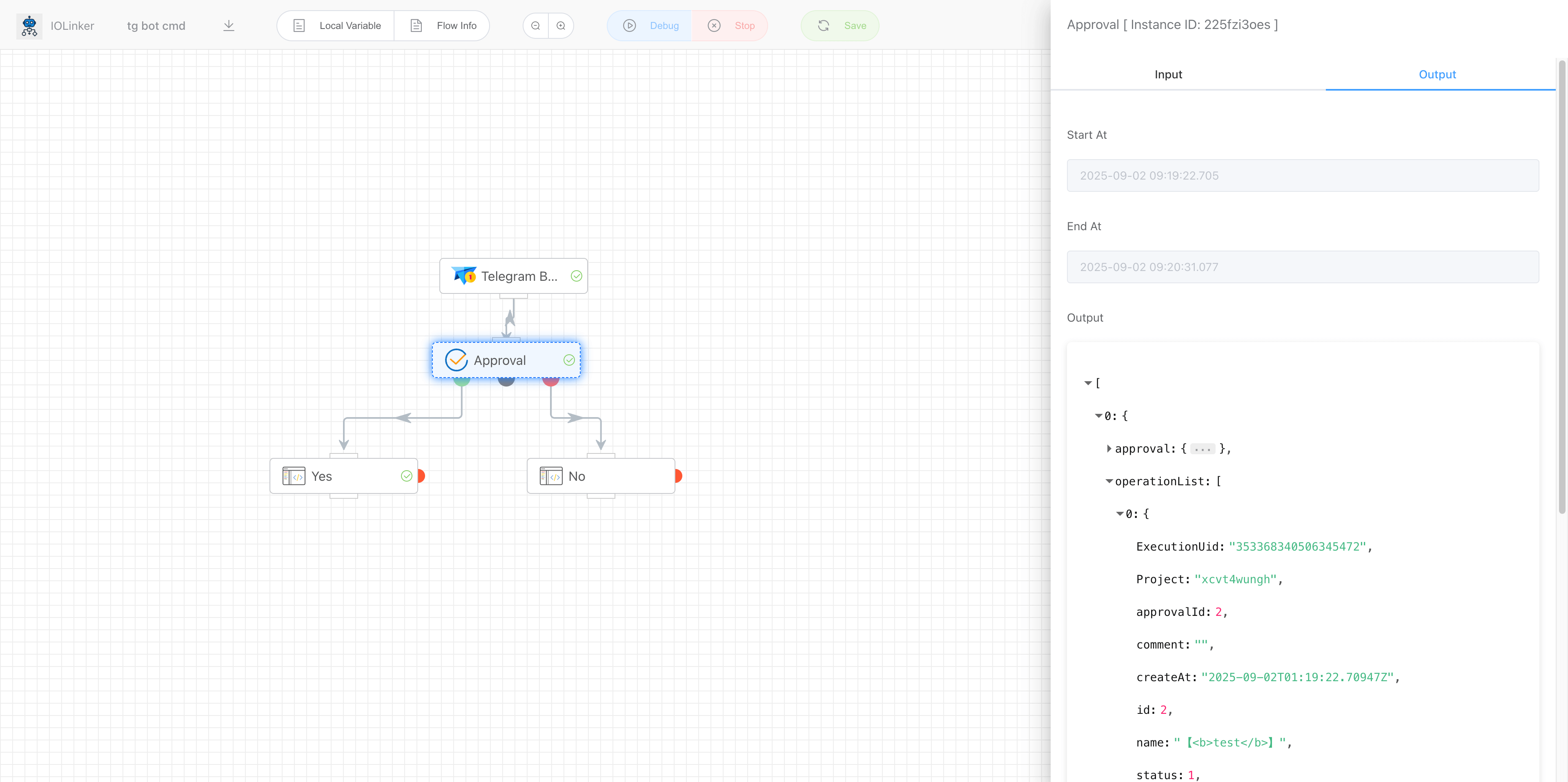 telegram bot execution detail