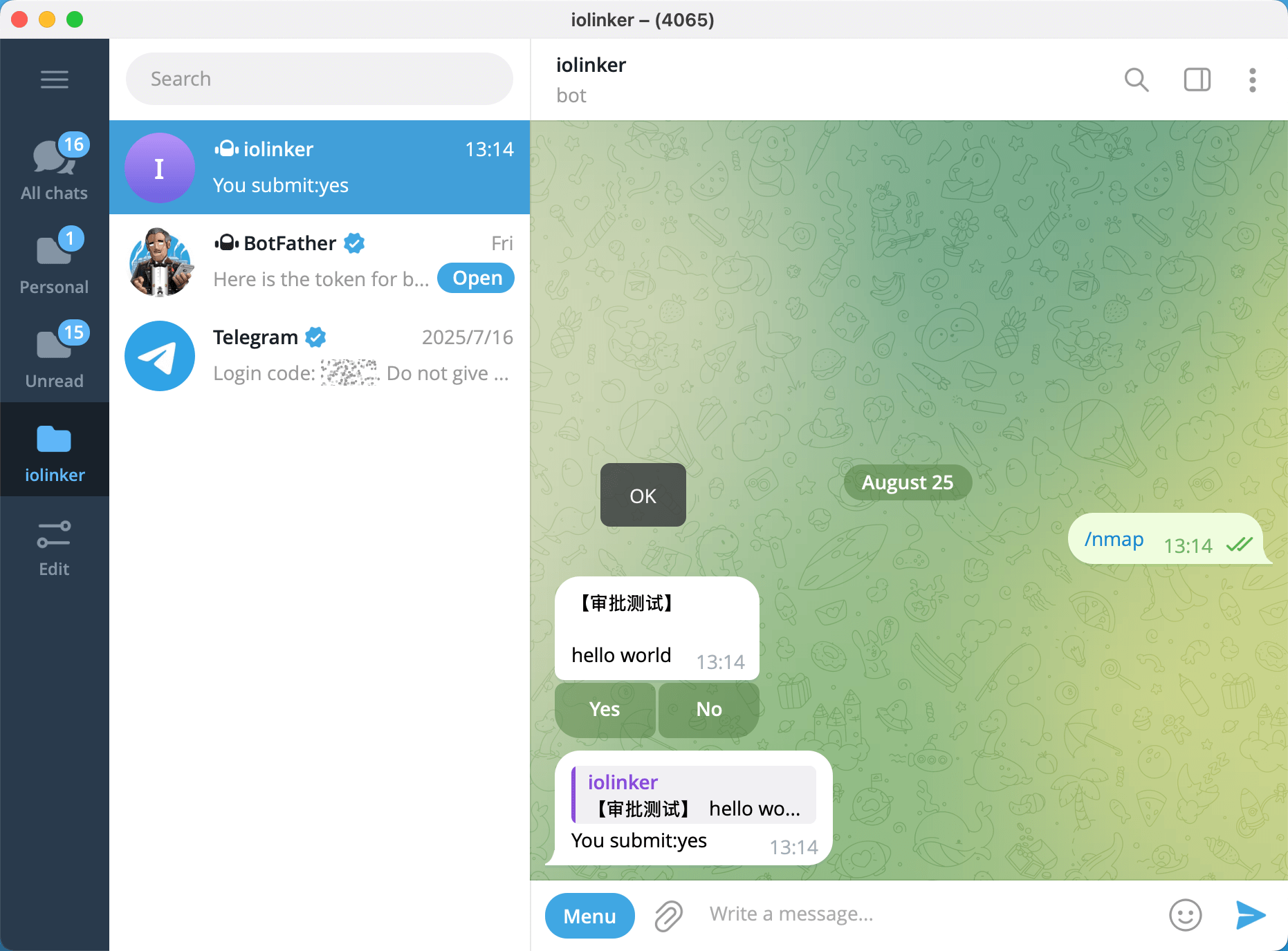 触发telegram bot /start命令响应